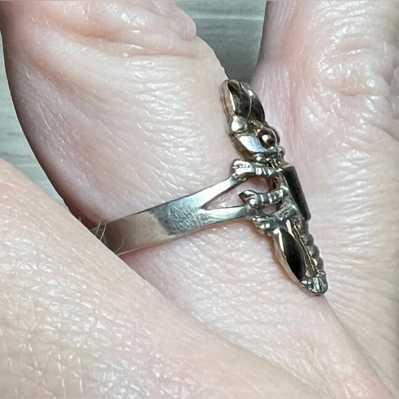 Vintage Handmade 950 Silver & 18K Gold Accented Scorpion Ring, Size 9 - Picture 10 of 11